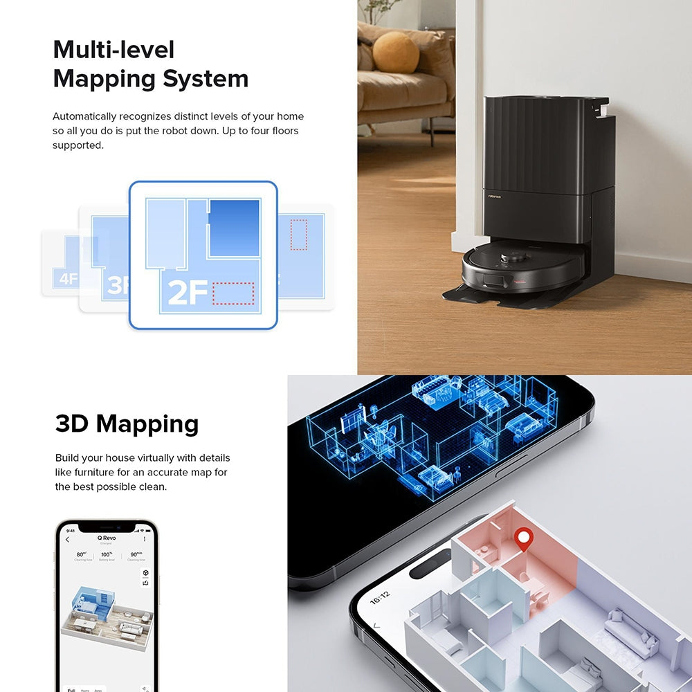 Roborock Q Revo Robot Vacuum | 5500Pa Hyper Suction | Dual Rotating Mop | Reactive AI 3D Mapping | Obstacle Avoidance | Penyedot Debu Robot